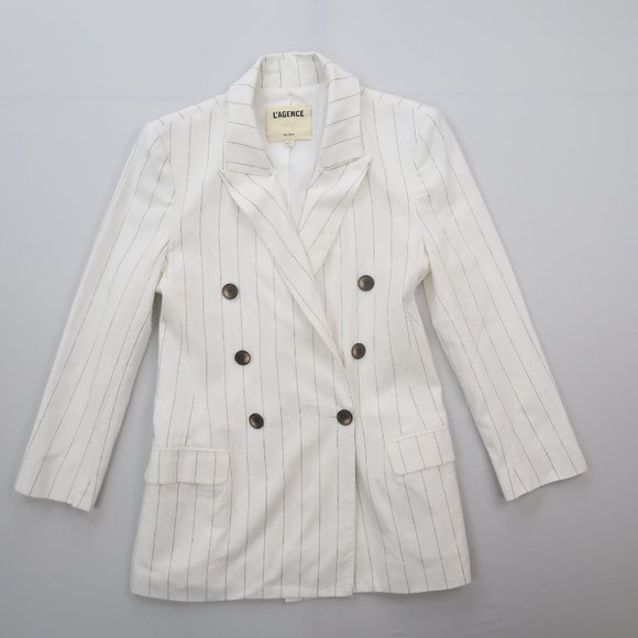 L'AGENCE Brea Blazer in Ivory & Black in Size 2 - Picture 6 of 16